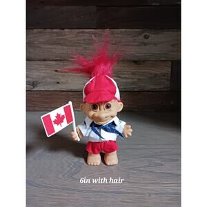 Vintage Russ Camp Troll Doll Canadian Flag Red Hair